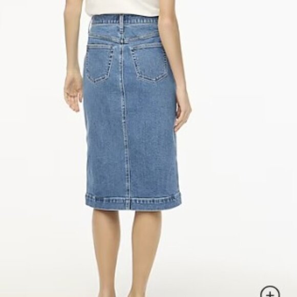 NWOT J.Crew Petite Denim button-front midi skirt in 0P - Picture 3 of 5